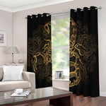 Gold Scorpio Print Blackout Grommet Curtains