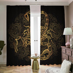 Gold Scorpio Print Blackout Pencil Pleat Curtains