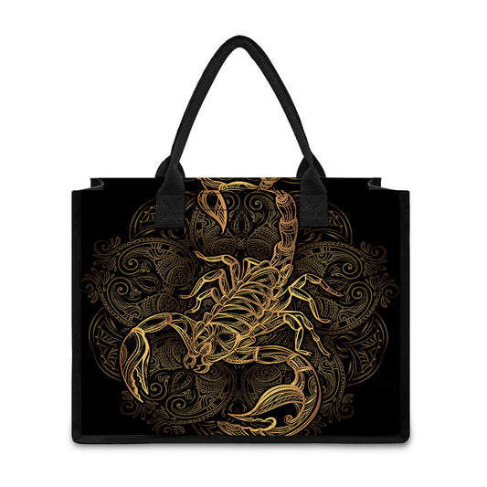 Gold Scorpio Print Canvas Tote Bag