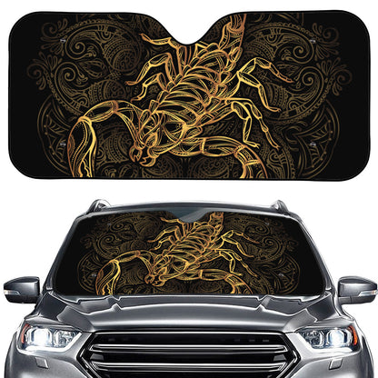 Gold Scorpio Print Car Windshield Sun Shade