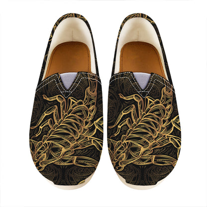 Gold Scorpio Print Casual Shoes
