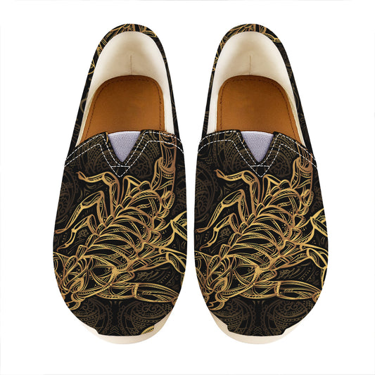 Gold Scorpio Print Casual Shoes