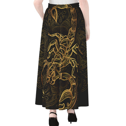 Gold Scorpio Print Chiffon Maxi Skirt