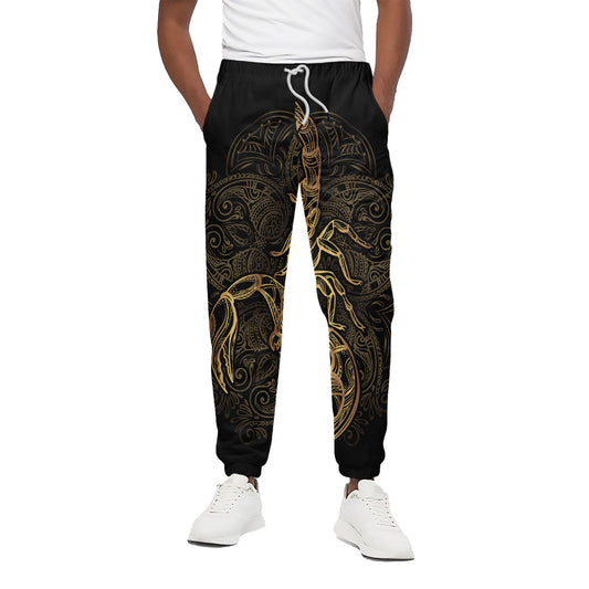 Gold Scorpio Print Cotton Pants