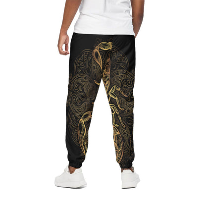 Gold Scorpio Print Cotton Pants