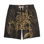 Gold Scorpio Print Cotton Shorts