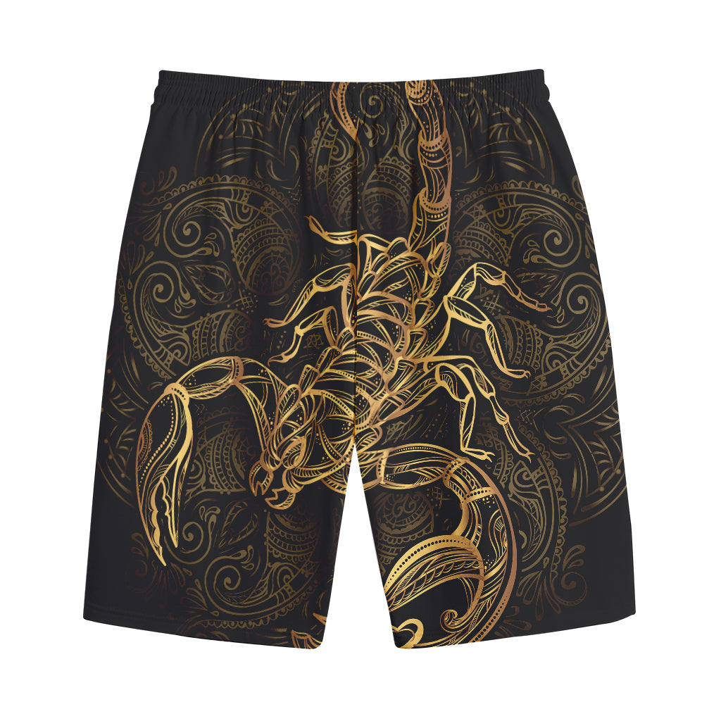 Gold Scorpio Print Cotton Shorts