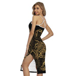 Gold Scorpio Print Cross Back Cami Dress