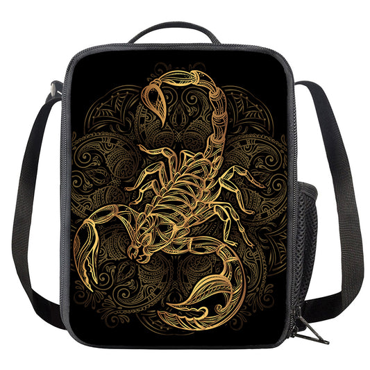 Gold Scorpio Print Crossbody Lunch Bag
