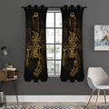 Gold Scorpio Print Grommet Curtain Panels