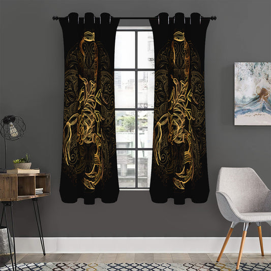 Gold Scorpio Print Curtain