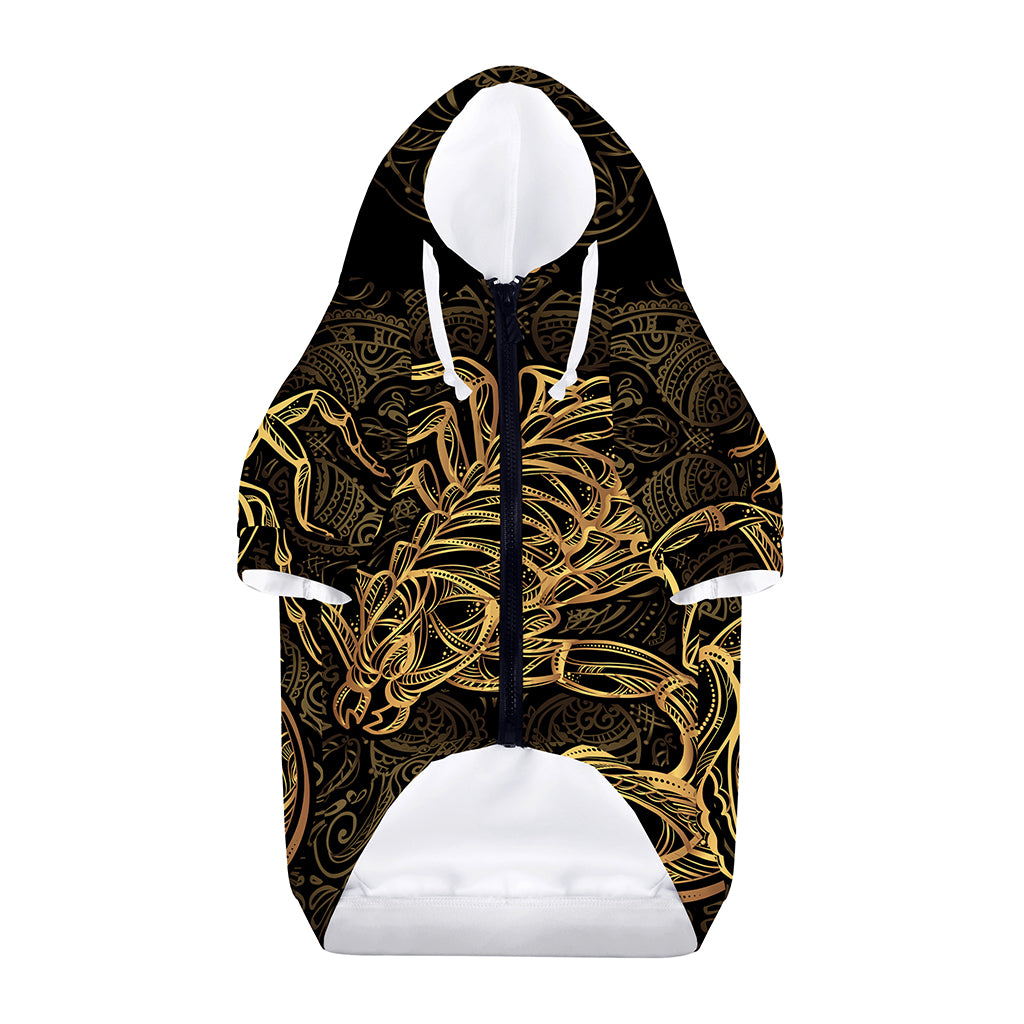 Gold Scorpio Print Dog Zip Up Hoodie