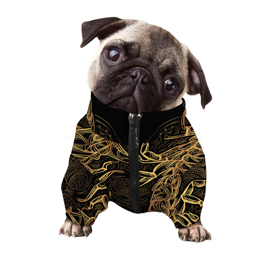 Gold Scorpio Print Dog Zip Up Jacket