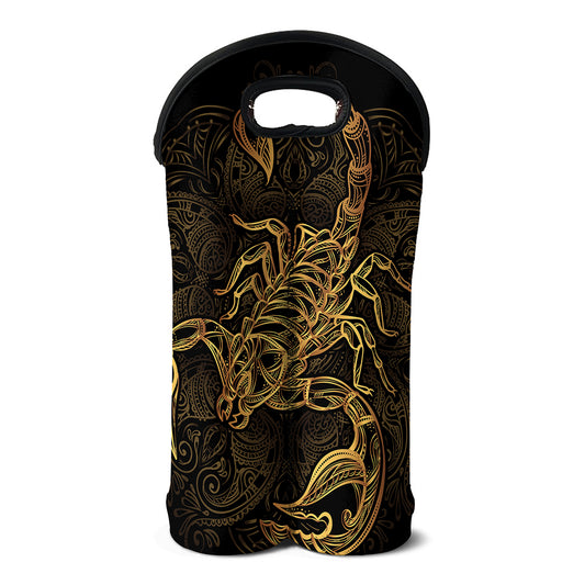 Gold Scorpio Print Double Neoprene Wine Tote