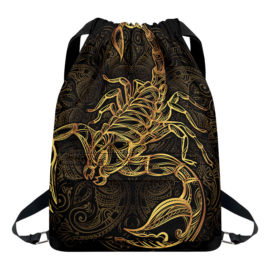 Gold Scorpio Print Drawstring Backpack