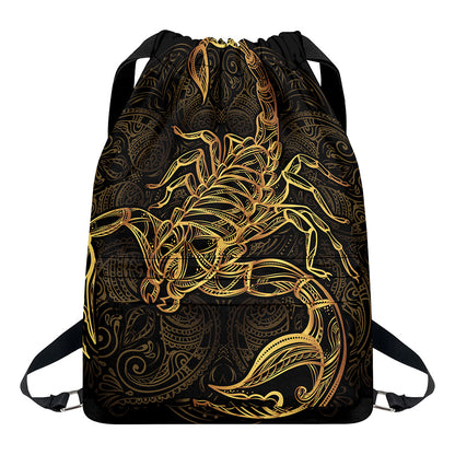 Gold Scorpio Print Drawstring Backpack