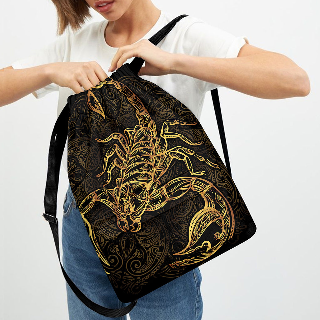 Gold Scorpio Print Drawstring Backpack