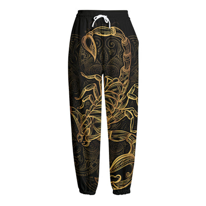 Gold Scorpio Print Fleece Lined Knit Pants