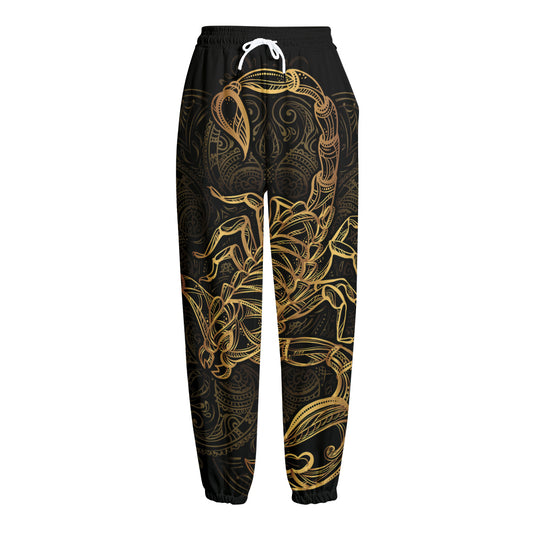 Gold Scorpio Print Fleece Lined Knit Pants