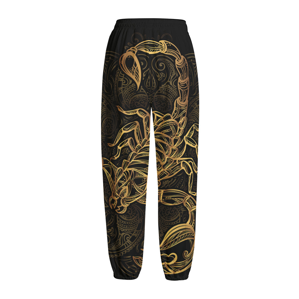 Gold Scorpio Print Fleece Lined Knit Pants