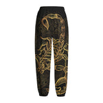 Gold Scorpio Print Fleece Lined Knit Pants