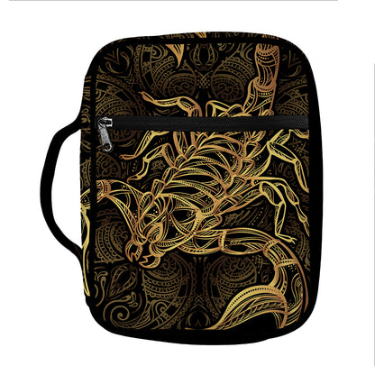 Gold Scorpio Print Front Pocket Bible Bag