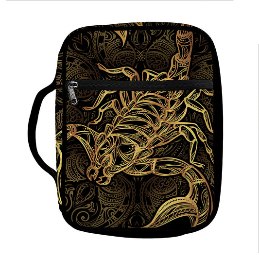 Gold Scorpio Print Front Pocket Bible Bag