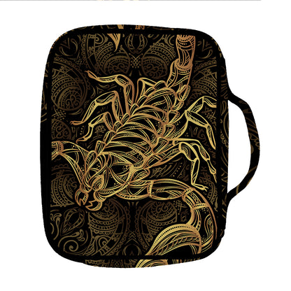 Gold Scorpio Print Front Pocket Bible Bag