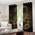 Gold Scorpio Print Grommet Curtains