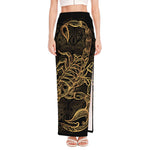 Gold Scorpio Print High Slit Maxi Skirt