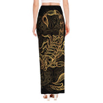 Gold Scorpio Print High Slit Maxi Skirt