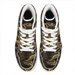 Gold Scorpio Print High Top Leather Sneakers