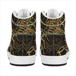 Gold Scorpio Print High Top Leather Sneakers