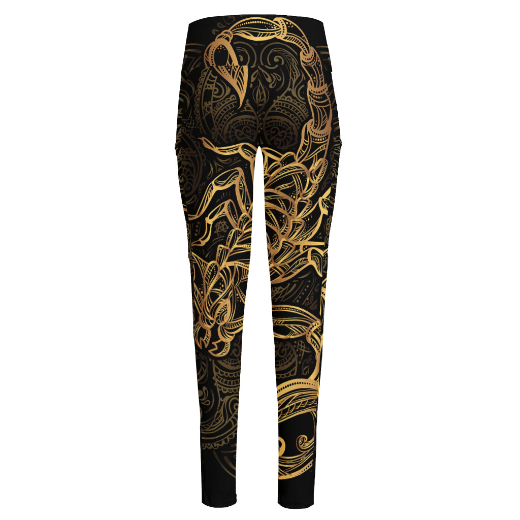 Gold Scorpio Print High-Waisted Pocket Leggings