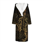 Gold Scorpio Print Hooded Bathrobe