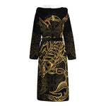 Gold Scorpio Print Hooded Bathrobe