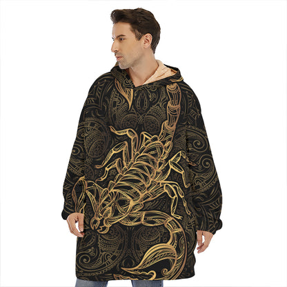 Gold Scorpio Print Hoodie Blanket