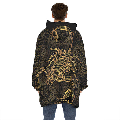 Gold Scorpio Print Hoodie Blanket