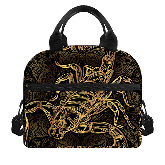 Gold Scorpio Print Insulated Lunch Bag
