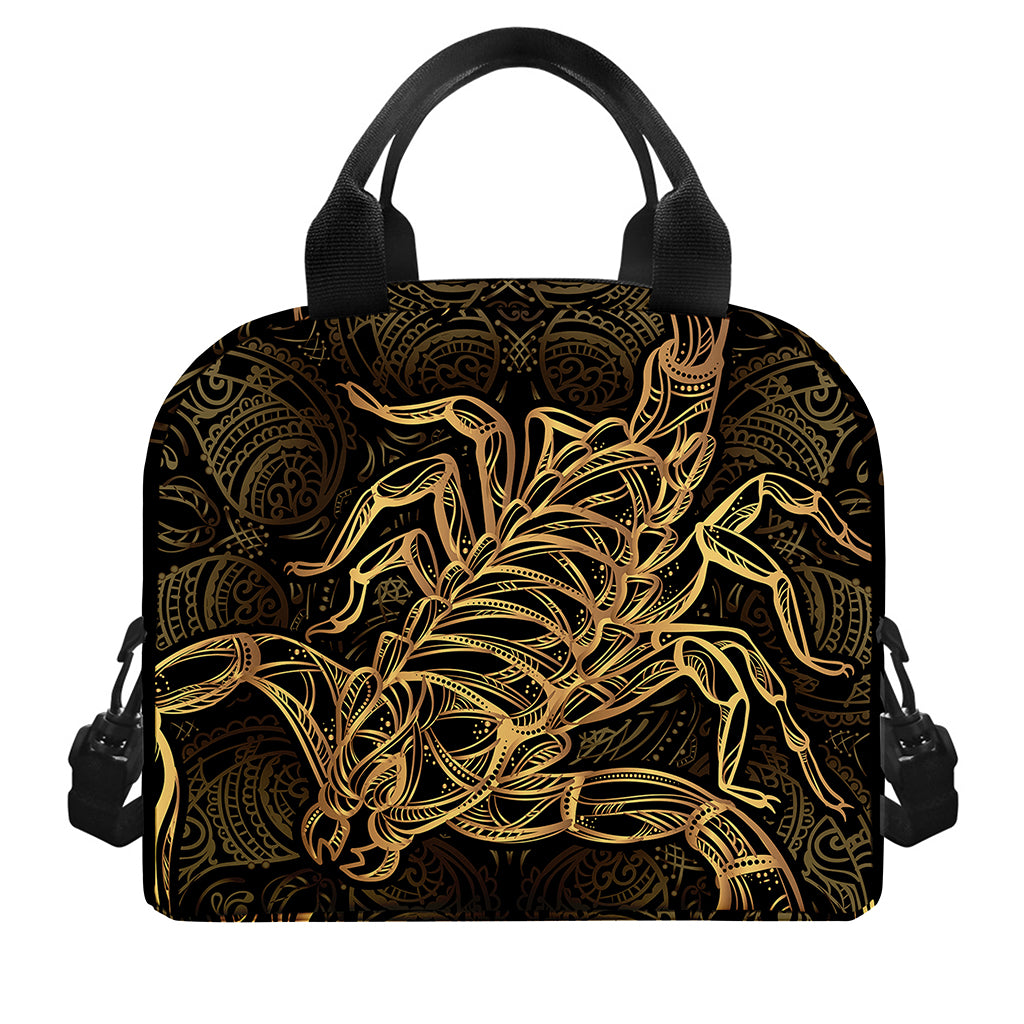 Gold Scorpio Print Insulated Lunch Bag