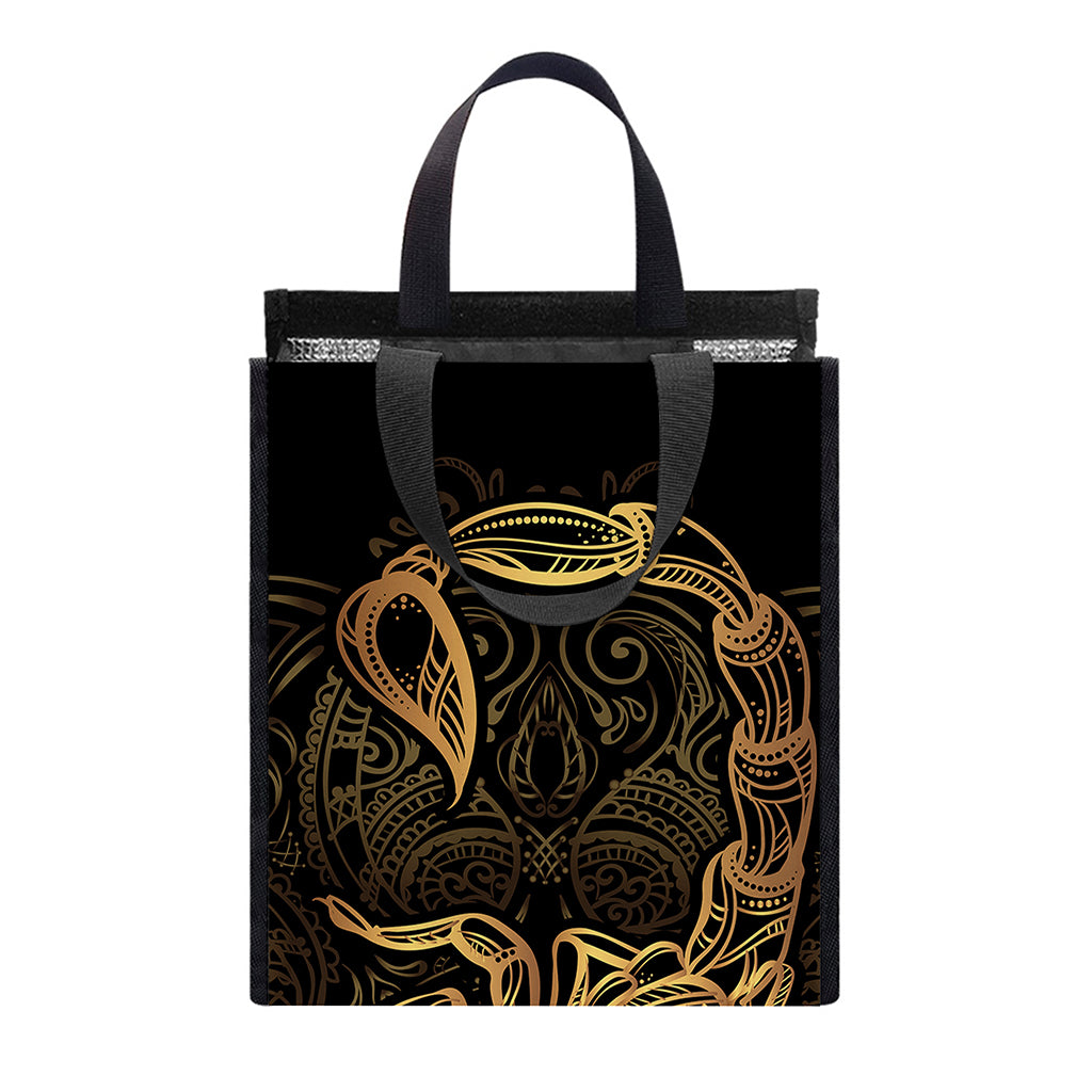Gold Scorpio Print Insulated Lunch Tote