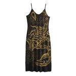 Gold Scorpio Print Jersey Midi Cami Dress