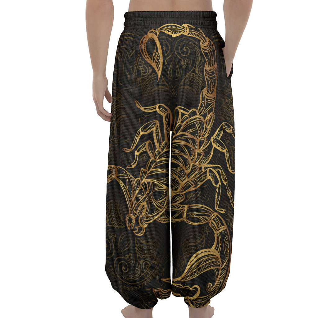 Gold Scorpio Print Lantern Pants