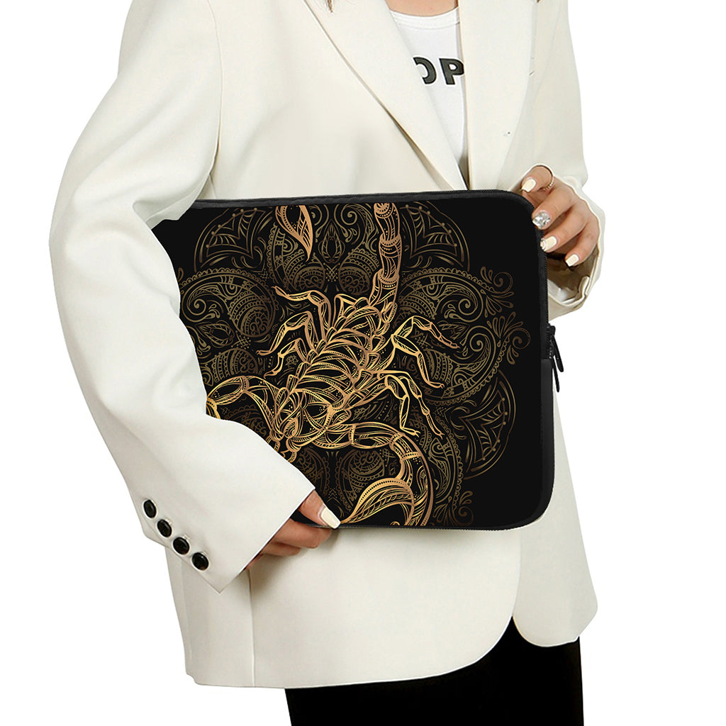 Gold Scorpio Print Laptop Sleeve