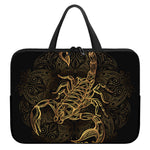 Gold Scorpio Print Laptop Sleeve With Handle