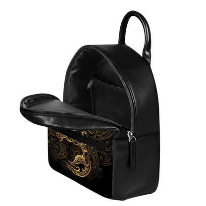 Gold Scorpio Print Leather Backpack