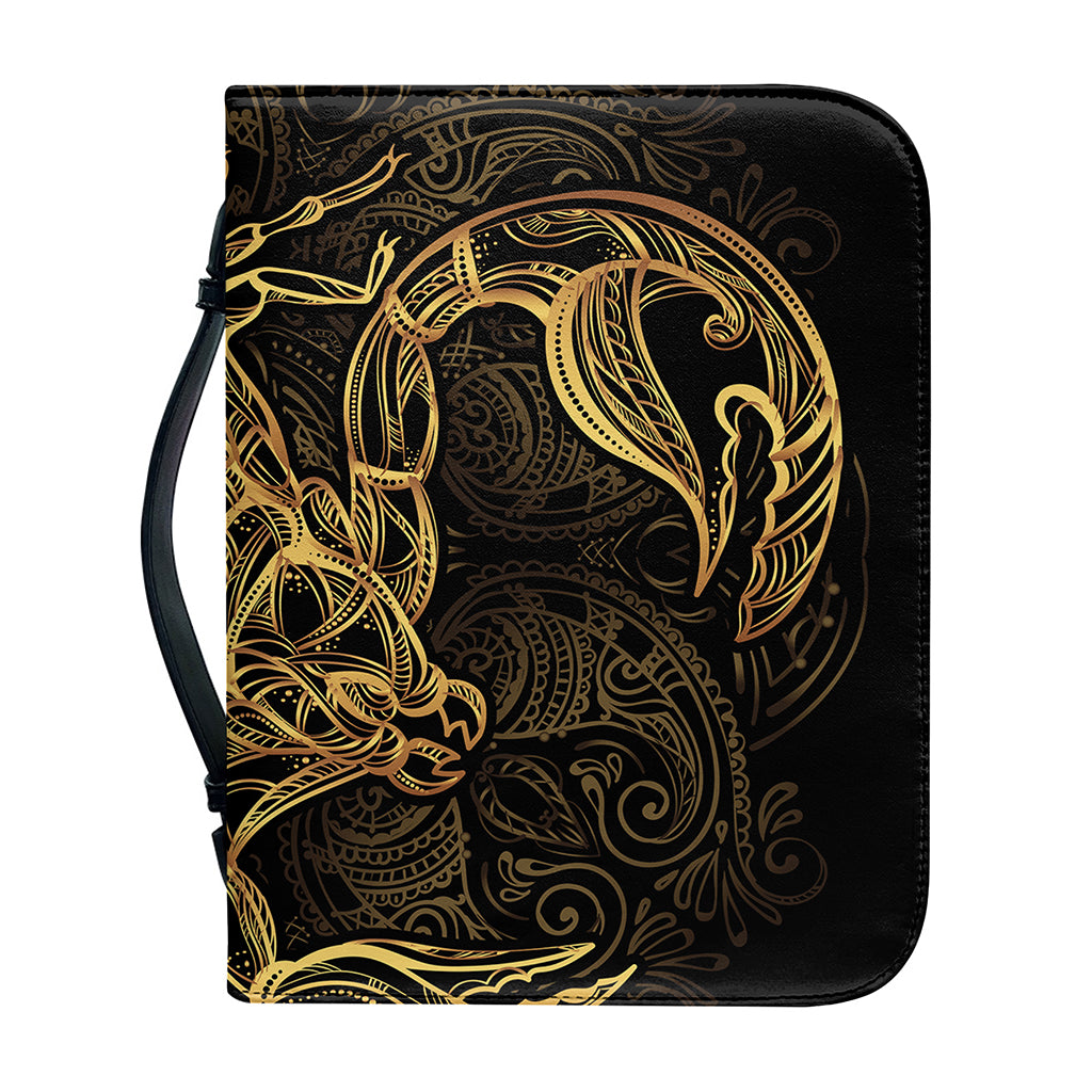 Gold Scorpio Print Leather Bible Cover