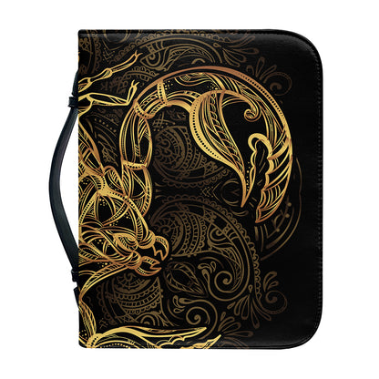 Gold Scorpio Print Leather Bible Cover