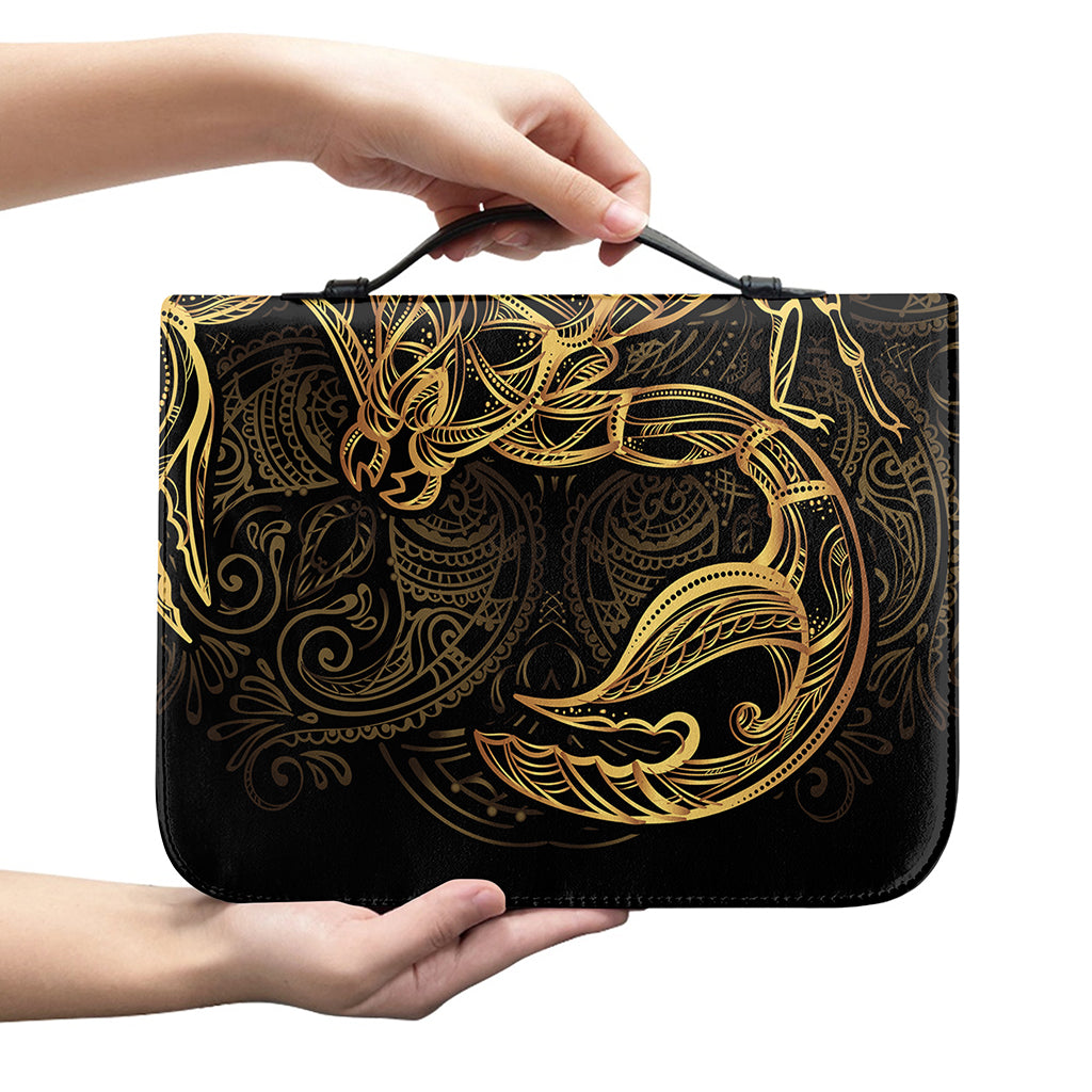 Gold Scorpio Print Leather Bible Cover