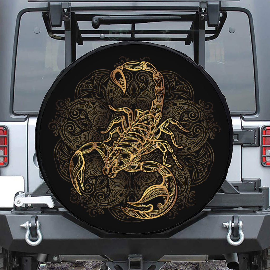 Gold Scorpio Print Leather Spare Tire Cover